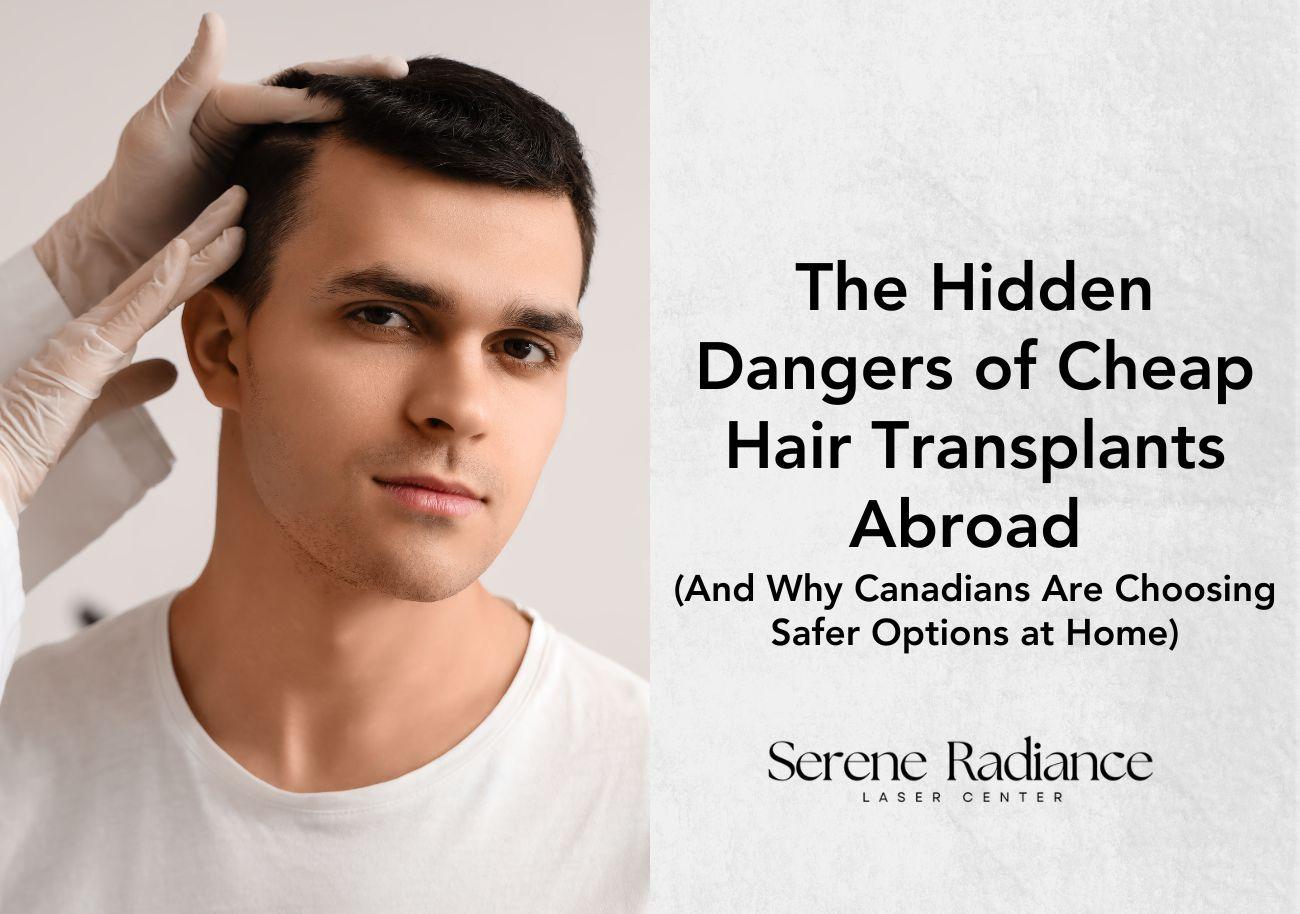 Young man receiving a hair consultation from a gloved professional – promoting awareness of the dangers of cheap hair transplants abroad.